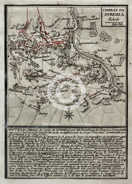 Seven Years War (1756-1763): Third Silesian War - Battle of Strehla (August 20, 1760), 1765. Creator: Jean de Beaurain.