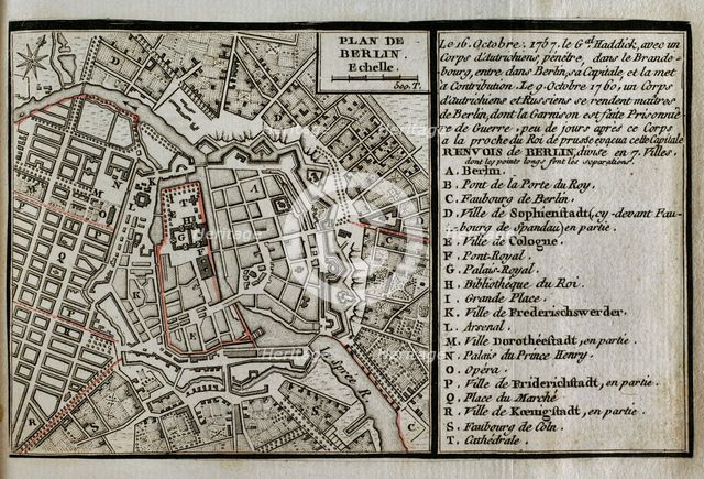 Seven Years War (1756-1763): Third Silesian War - map of Berlin, 1760 (1765).  Creator: Jean de Beaurain.