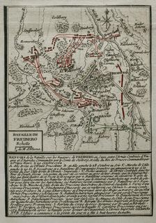 Seven Years War (1756-1763): Third Silesian War - map of the Battle of Freiberg (29 October 1762). Creator: Jean de Beaurain