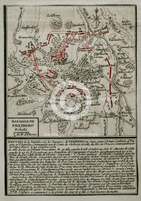 Seven Years War (1756-1763): Third Silesian War - map of the Battle of Freiberg (29 October 1762). Creator: Jean de Beaurain.