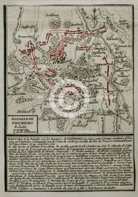 Seven Years War (1756-1763): Third Silesian War - map of the Battle of Freiberg (29 October 1762). Creator: Jean de Beaurain.