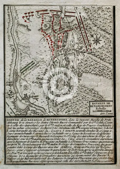 Seven Years War (1756-1763): Battle of Kunersdorf (12th August, 1759) (1765). Creator: Jean de Beaurain.