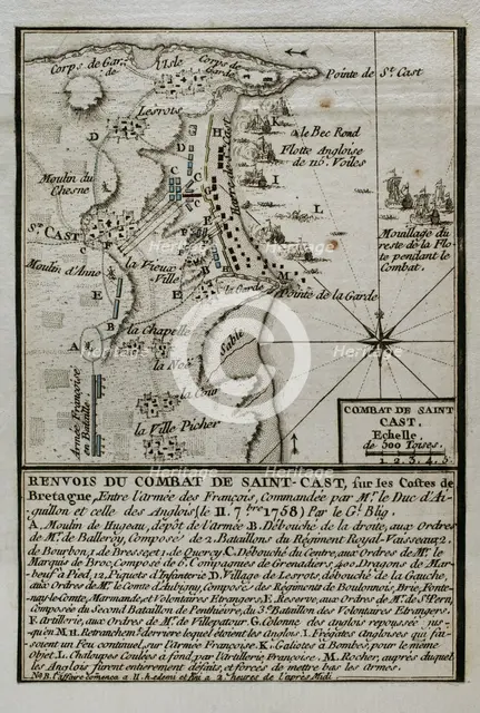 Seven Years War (1756-1763): Battle of Saint-Cast (September 11, 1758), 1765. Creator: Jean de Beaurain.