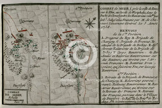 Seven Years War (1756-1763): Combat of Mehr (August 5, 1758), 1765.  Creator: Jean de Beaurain.
