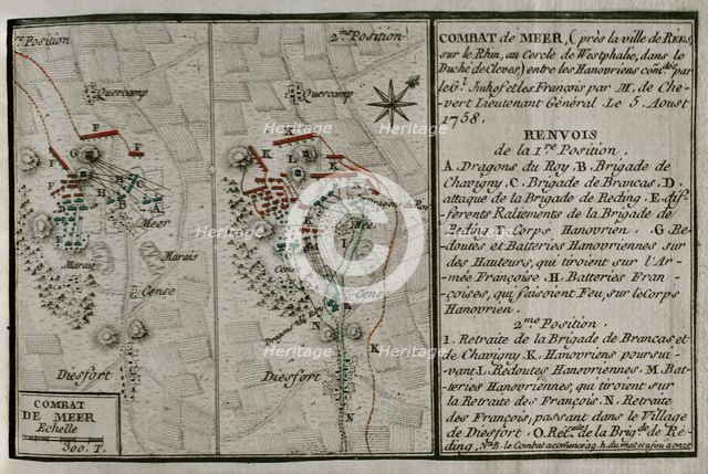 Seven Years War (1756-1763): Combat of Mehr (August 5, 1758), 1765.  Creator: Jean de Beaurain.