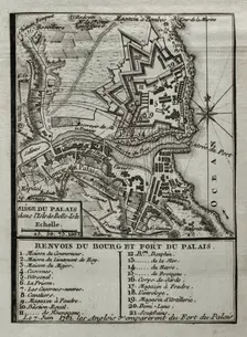 Seven Years War (1756-1763): Map of capture of Belle Isle (June 1761), 1765. Creator: Jean de Beaurain