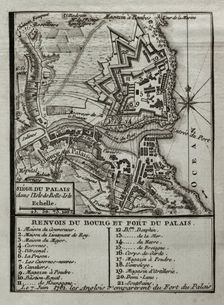 Seven Years War (1756-1763): Map of capture of Belle Isle (June 1761), 1765. Creator: Jean de Beaurain