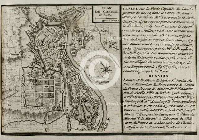 Seven Years War (1756-1763): Map of Cassel, 1757-1762 (1765). Creator: Jean de Beaurain.