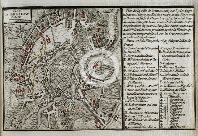 Seven Years War (1756-1763): Map of Breslau and the siege to which it was subjected, 1765. Creator: Jean de Beaurain.