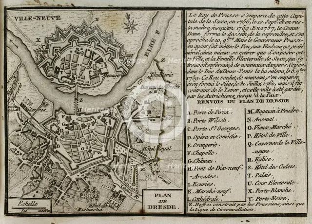 Seven Years War (1756-1763): Map of Dresden, 1760 ( 1765). Creator: Jean de Beaurain.
