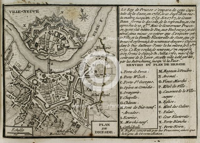 Seven Years War (1756-1763): Map of Dresden, 1760 ( 1765). Creator: Jean de Beaurain.