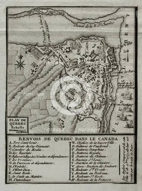 Seven Years War (1756-1763): Map of Quebec, Canada, 1759 (1765).  Creator: Jean de Beaurain.