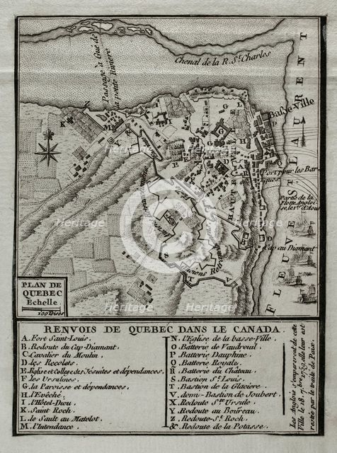 Seven Years War (1756-1763): Map of Quebec, Canada, 1759 (1765).  Creator: Jean de Beaurain.