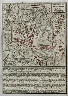 Seven Years War (1756-1763): Map of the Battle of Zorndorf (25th August 1758), 1765. Creator: Jean de Beaurain