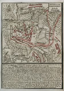 Seven Years War (1756-1763): Map of the Battle of Zorndorf (25th August 1758), 1765. Creator: Jean de Beaurain