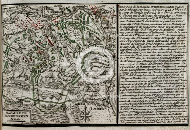 Seven Years War (1756-1763): Map of the Battle of Hochkirch (14th October 1758), 1765. Creator: Jean de Beaurain.