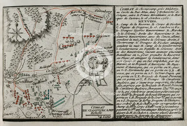 Seven Years War (1756-1763): Map of the Battle of Klostercamp (October 16, 1760), 1765. Creator: Jean de Beaurain.