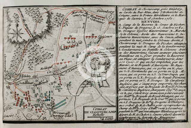Seven Years War (1756-1763): Map of the Battle of Klostercamp (October 16, 1760), 1765. Creator: Jean de Beaurain.