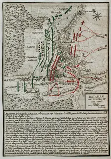 Seven Years War (1756-1763): Map of the Battle of Palzig, also called Battle of Kay...1759, 1765. Creator: Jean de Beaurain