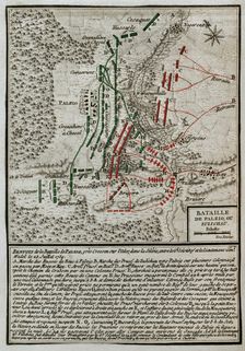 Seven Years War (1756-1763): Map of the Battle of Palzig, also called Battle of Kay...1759, 1765. Creator: Jean de Beaurain