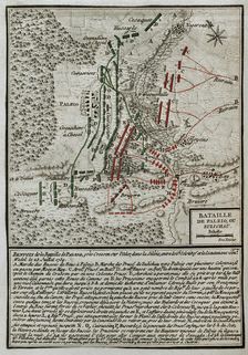 Seven Years War (1756-1763): Map of the Battle of Palzig, also called Battle of Kay...1759, 1765. Creator: Jean de Beaurain