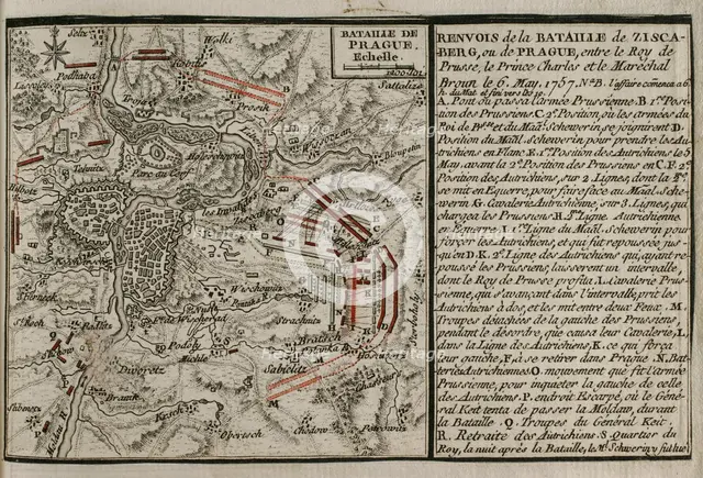 Seven Years War (1756-1763): Map of the Battle of Prague (May 6, 1757), 1765. Creator: Jean de Beaurain.