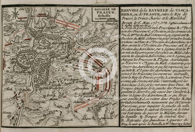 Seven Years War (1756-1763): Map of the Battle of Prague (May 6, 1757), 1765. Creator: Jean de Beaurain.