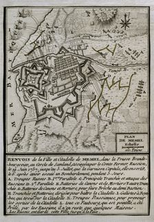 Seven Years War (1756-1763): Map of the Russian bombardment of Memel, 1757 (1765). Creator: Jean de Beaurain
