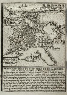 Seven Years War (1756-1763): Map of the siege of Fort Morro, Havana, Cuba, 1762 (1765). Creator: Jean de Beaurain