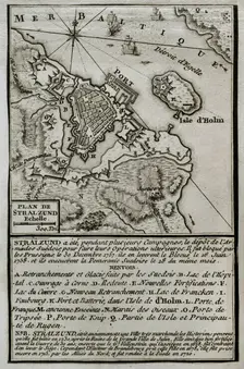 Seven Years War (1756-1763): Pomeranian War - Map of Stralsund - blockade of Stralsund..., 1765. Creator: Jean de Beaurain