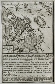 Seven Years War (1756-1763): Pomeranian War - Map of Stralsund - blockade of Stralsund..., 1765. Creator: Jean de Beaurain