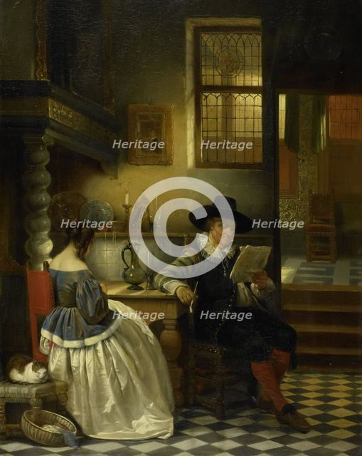 Seventeenth-century Interior, 1838. Creator: Jan August Hendrik Leys.