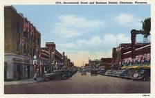 Seventeenth Street and business district, Cheyenne, Wyoming, USA, 1940