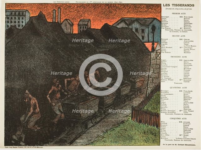 Seventh Performance: Les Tisserands, for Le Théatre Libre, 1892–93. Creator: Henri-Gabriel Ibels.