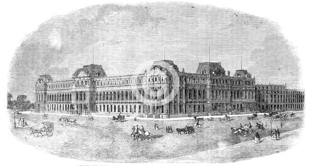 Seventh Prize Design for the War and Foreign Offices (John Dwyer, Architect): Premium, £100, 1857. Creator: Unknown.