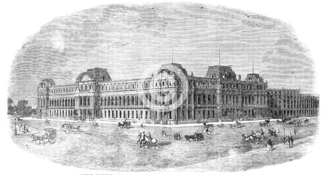 Seventh Prize Design for the War and Foreign Offices (John Dwyer, Architect): Premium, £100, 1857. Creator: Unknown.