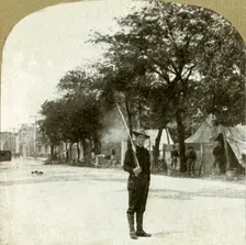 Seventh Regiment National Guards...camped in Lincoln Square, Oakland, Cal. 1906. Creator: Unknown