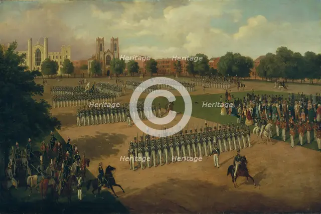 Seventh Regiment on Review, Washington Square, New York, 1851. Creator: Otto Boetticher.