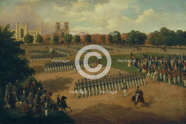 Seventh Regiment on Review, Washington Square, New York, 1851. Creator: Otto Boetticher.