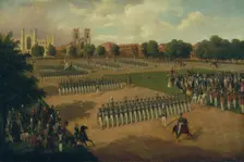Seventh Regiment on Review, Washington Square, New York, 1851. Creator: Otto Boetticher