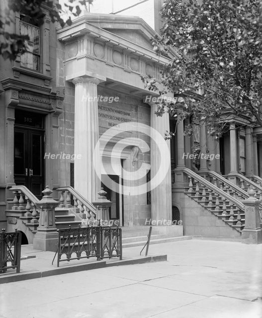 Seventy-second Street branch, 19th Ward Bank, entrance, side view,  N.Y., between 1900 and 1915. Creator: Unknown.