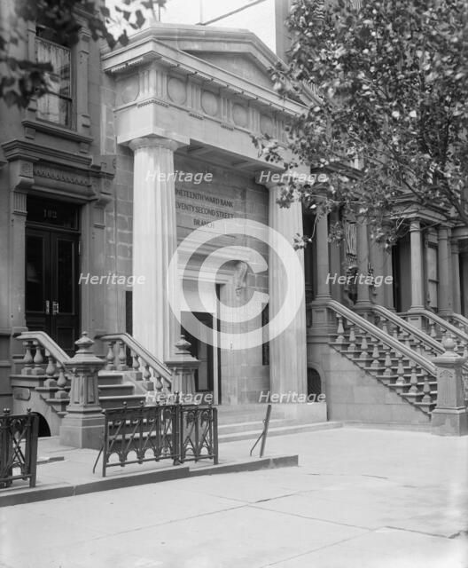 Seventy-second Street branch, 19th Ward Bank, entrance, side view,  N.Y., between 1900 and 1915. Creator: Unknown.