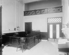 Seventy-second Street branch, 19th Ward Bank, interior, low desk, N.Y., between 1900 and 1915. Creator: Unknown