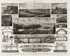 Several engravings of civil constructions for railway traffic, Madrid 1881
