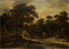 Several Peasant Huts in a Woods, c1660. Creator: Roelof van Vries