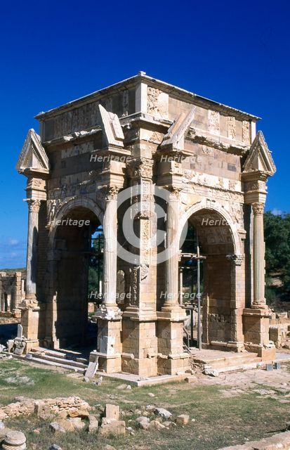 Severan Arch, Leptis Magna, Libya, c203 AD. Creator: Vivienne Sharp.