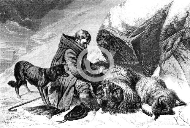 "Severe Weather" - painted by R. Ansdell - from the Exhibition of the British Institution, 1856.  Creator: W Thomas.