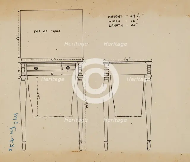 Sewing and Work Table, 1935/1942. Creator: Unknown.