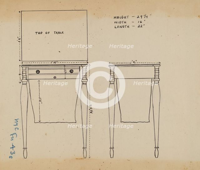 Sewing and Work Table, 1935/1942. Creator: Unknown.