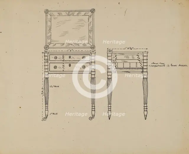 Sewing and Work Table, 1935/1942. Creator: Unknown.